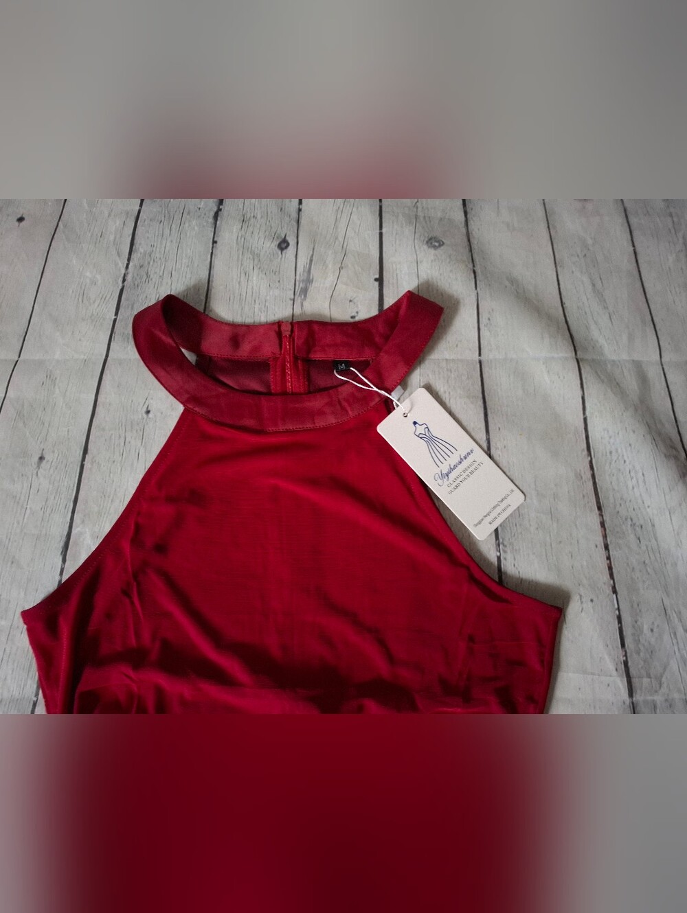 NWT Burgundy Sleeveless Ruffle Dress - Medium - Picture 8 of 8